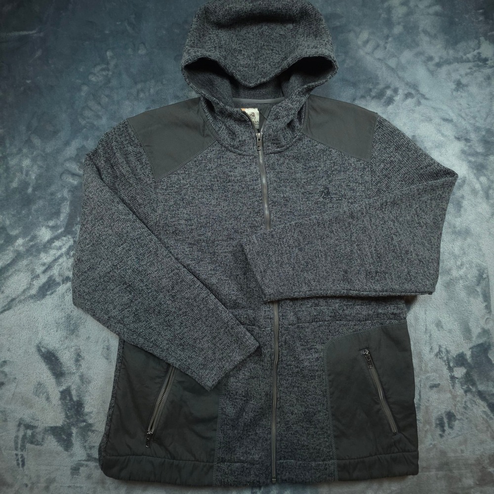 Legendary Whitetails Mens XXL Gray Marl Full Zip Hooded Sweater Jacket Overlay